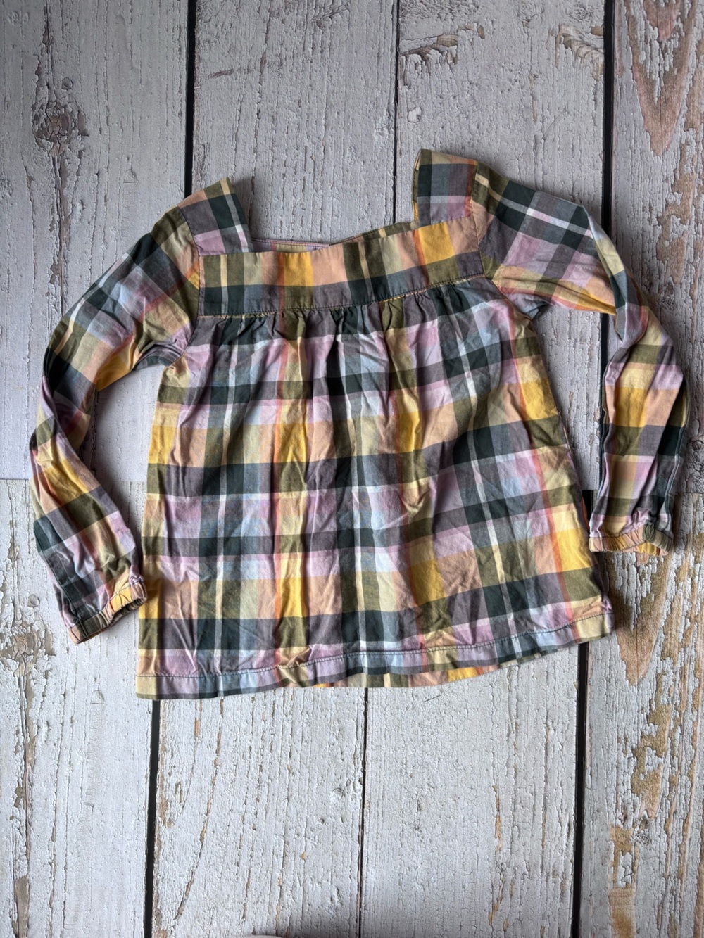 5/$25 Carter's Plaid Long-Sleeve Top in Yellow, Pink & Green